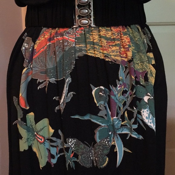 Black cotton screen printed short-sleeve dress - Picture 5 of 8